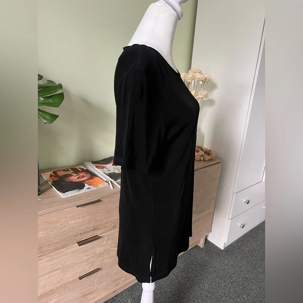 VINTAGE SLINKI Black Shirt-Sleeve Shirt & Maxi Stretch Skirt Matching Co-ord Set - Picture 8 of 16
